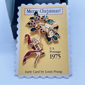 Smithsonian Institution, Louis Prang, Avon, 1975 Christmas Card Brooch NIB